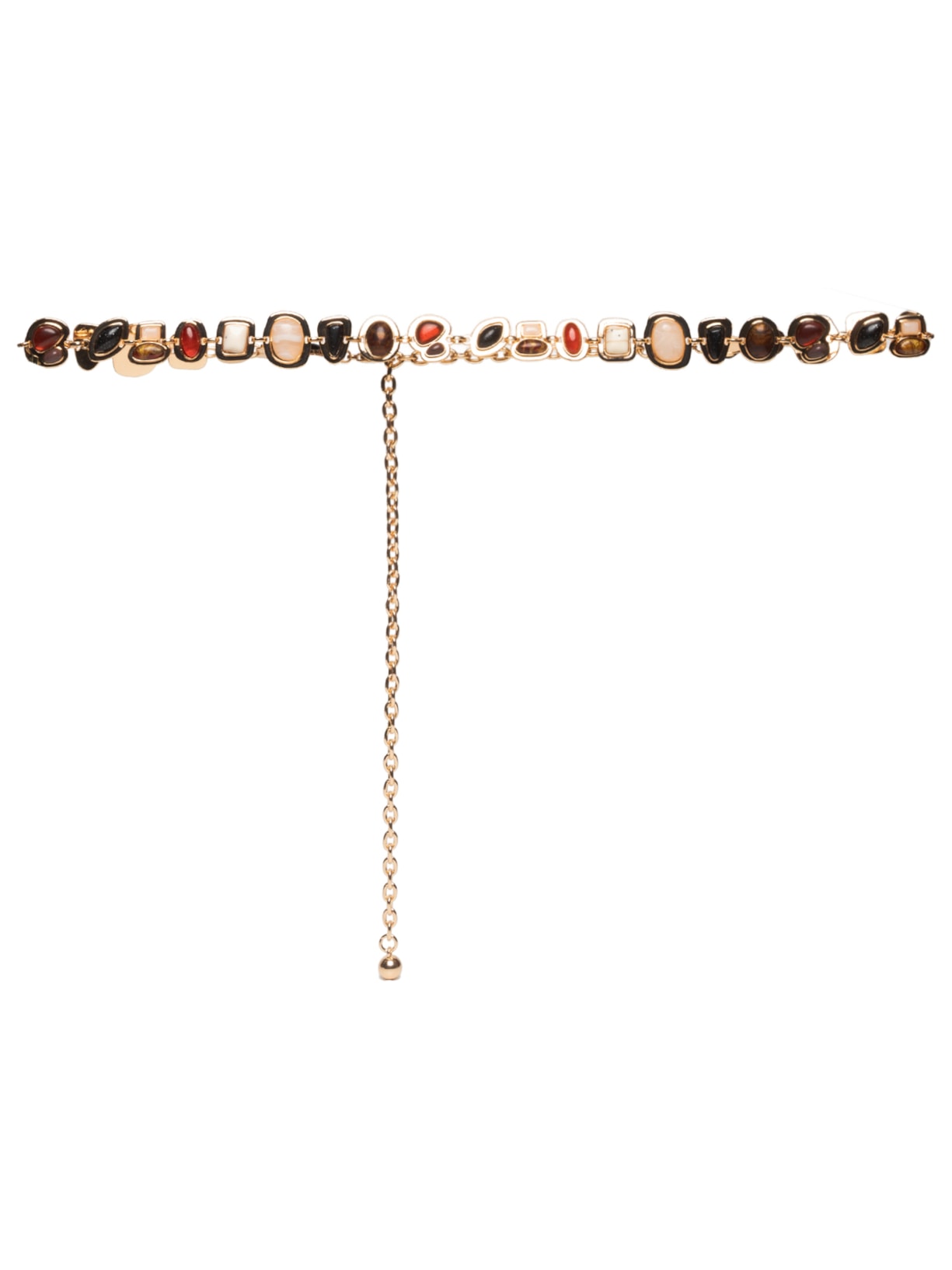 Cinto Feminino Corrente com Pedrarias Coloridas - Dourado