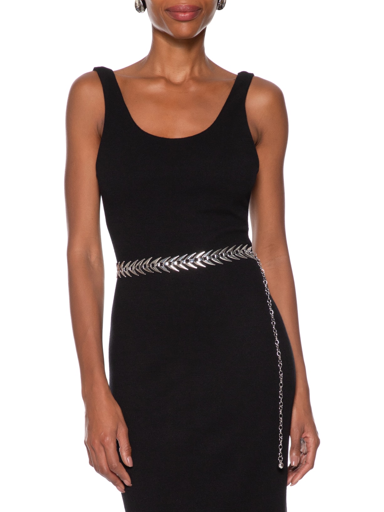 Cinto Feminino Corrente Detalhe Escamas Prateado Market 33