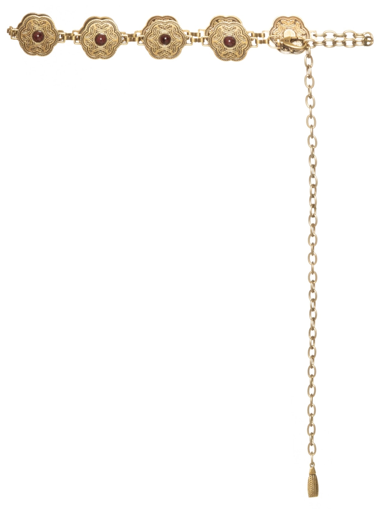Cinto Feminino Corrente Pedraria Boho - Dourado
