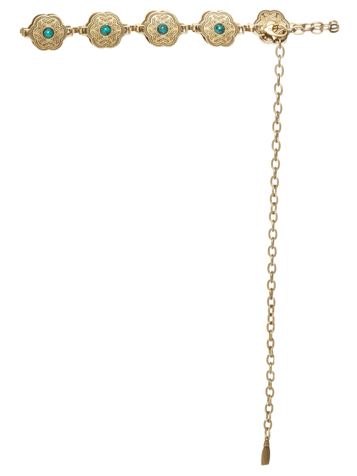 Cinto Feminino Corrente Pedraria Boho - Dourado