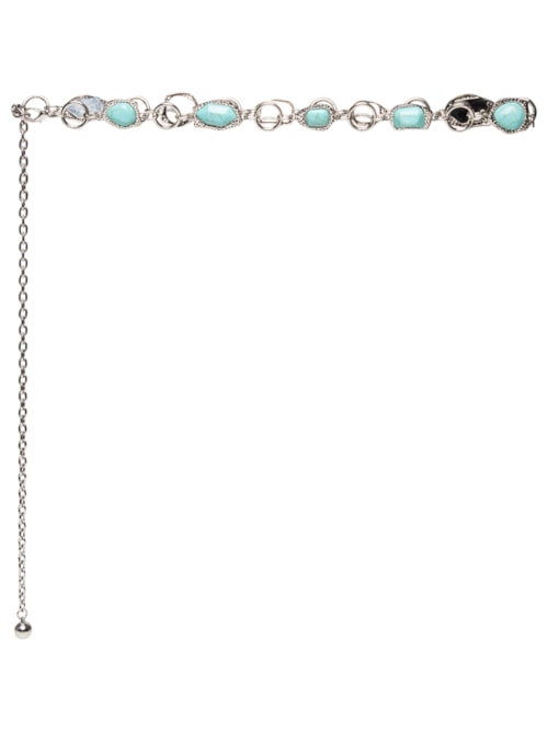 Cinto Feminino Corrente Pedraria Boho - Prateado