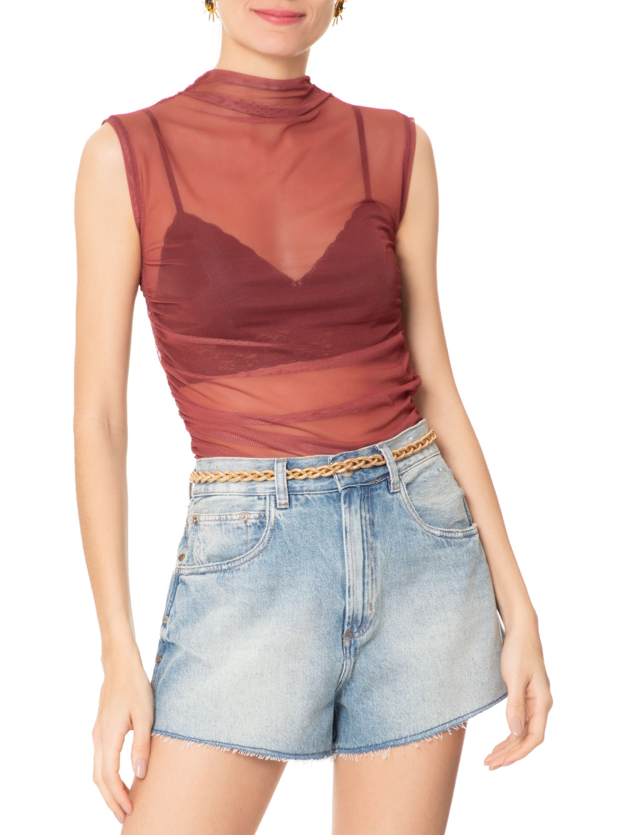 Cinto Feminino Corrente Trançada Dourado Market 33