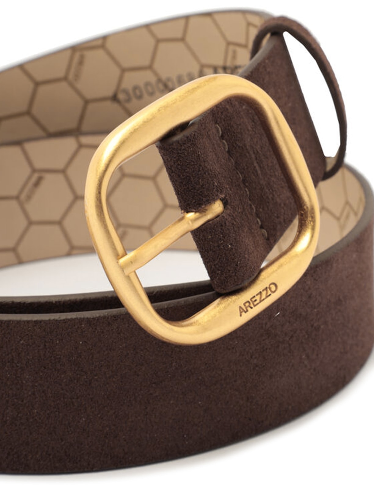 Cinto Feminino Couro Acamurçado Largo Fivela Metal Marrom Arezzo