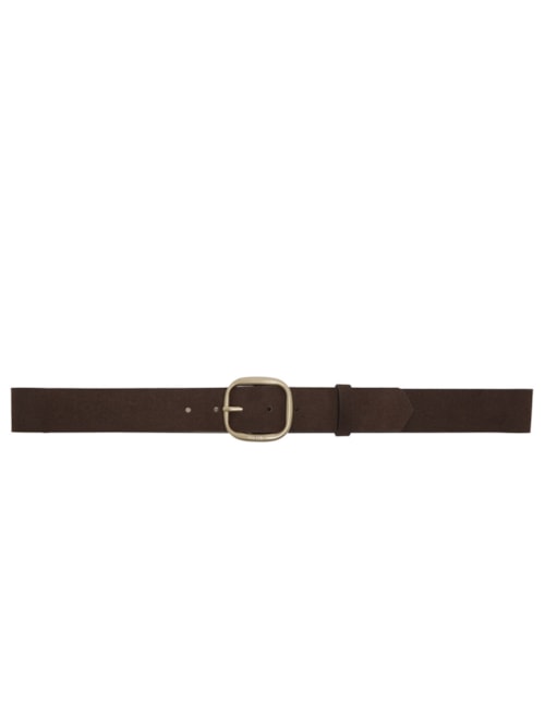Cinto Feminino Couro Acamurçado Largo Fivela Metal - Marrom
