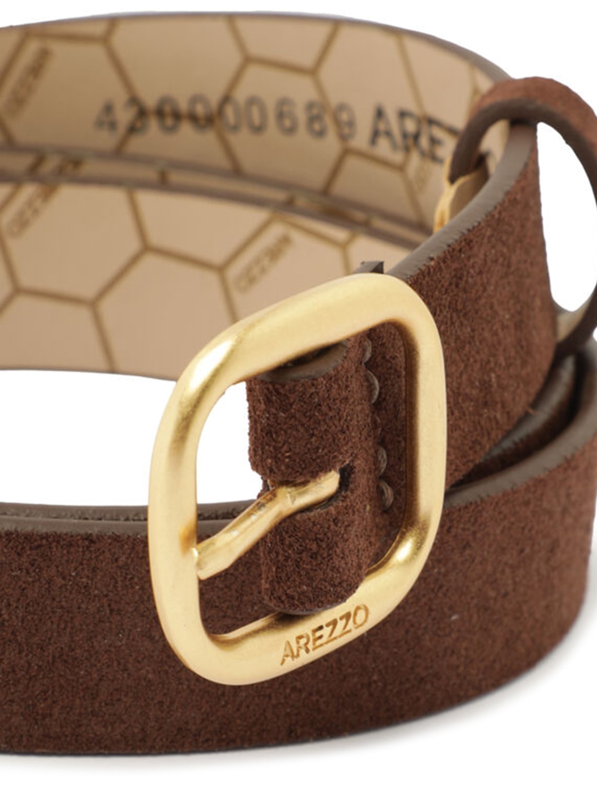 Cinto Feminino Couro Acamurçado Médio Fivela Metal Marrom Arezzo