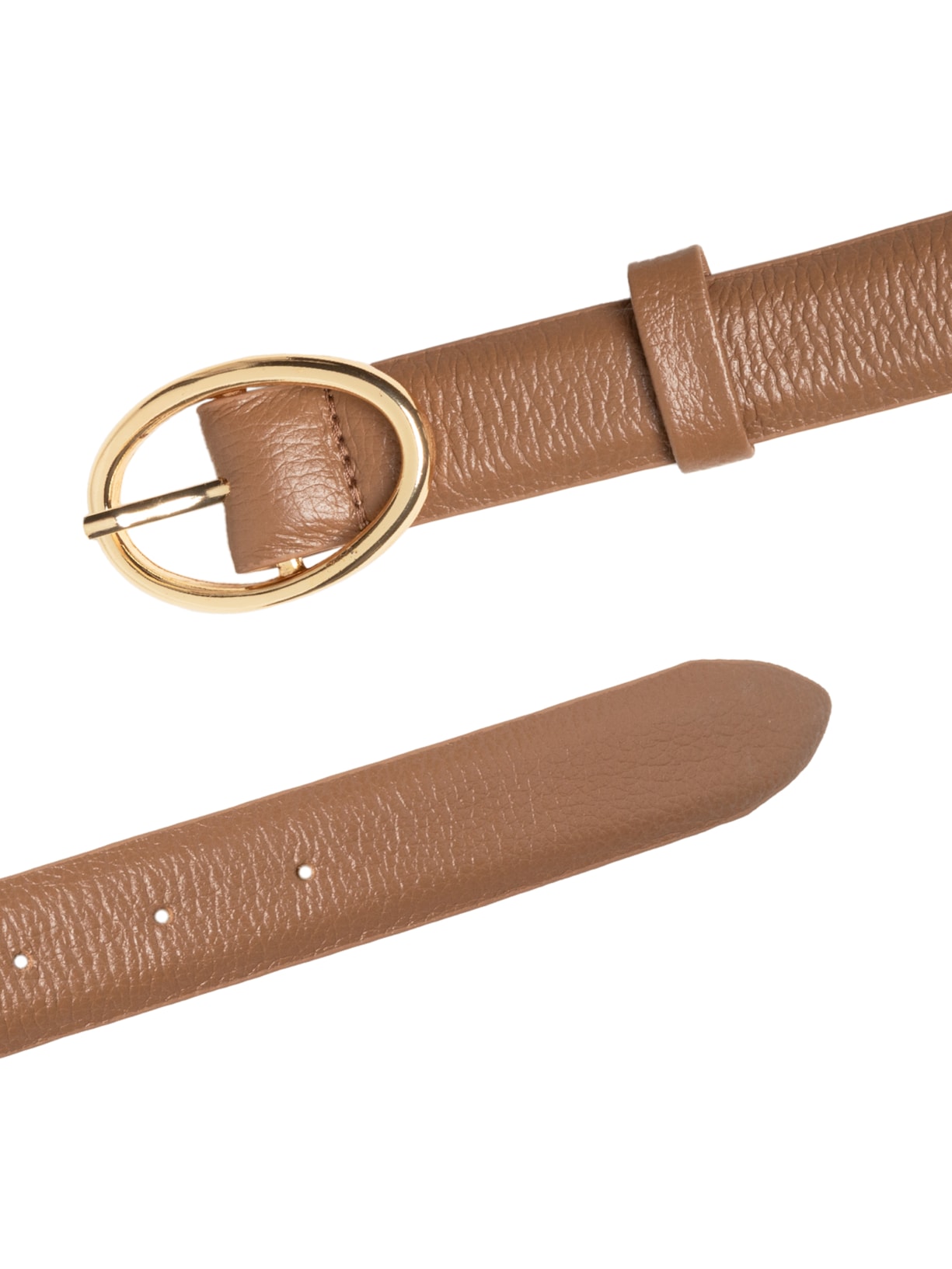 Cinto Feminino Couro Com Fivela De Metal Bege Basiq