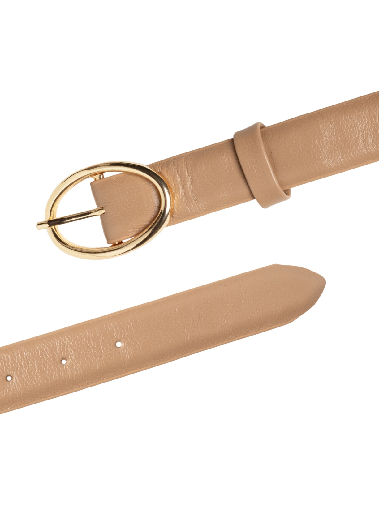 Cinto Feminino Couro Com Fivela De Metal Bege Basiq