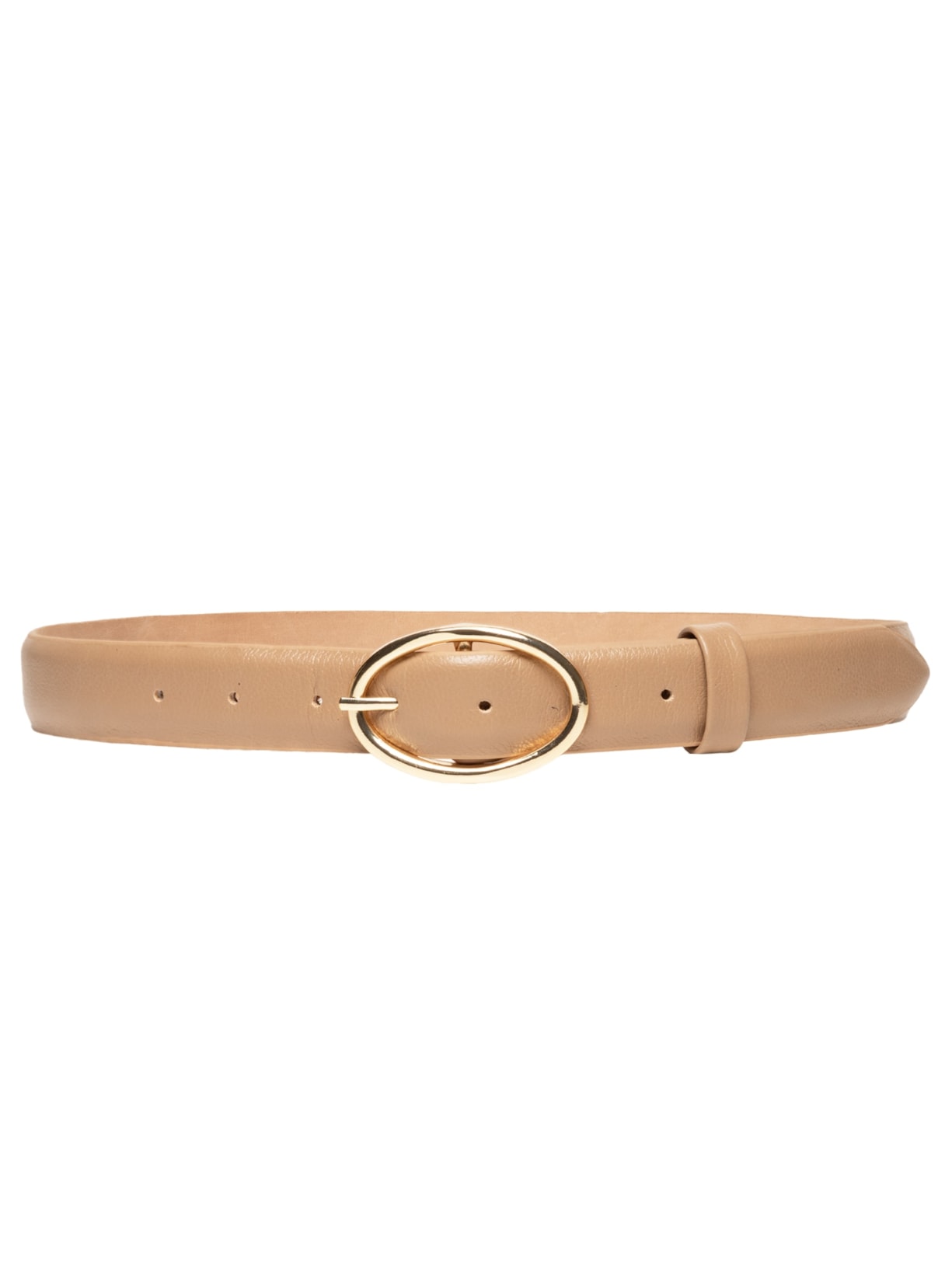 Cinto Feminino Couro Com Fivela De Metal - Bege