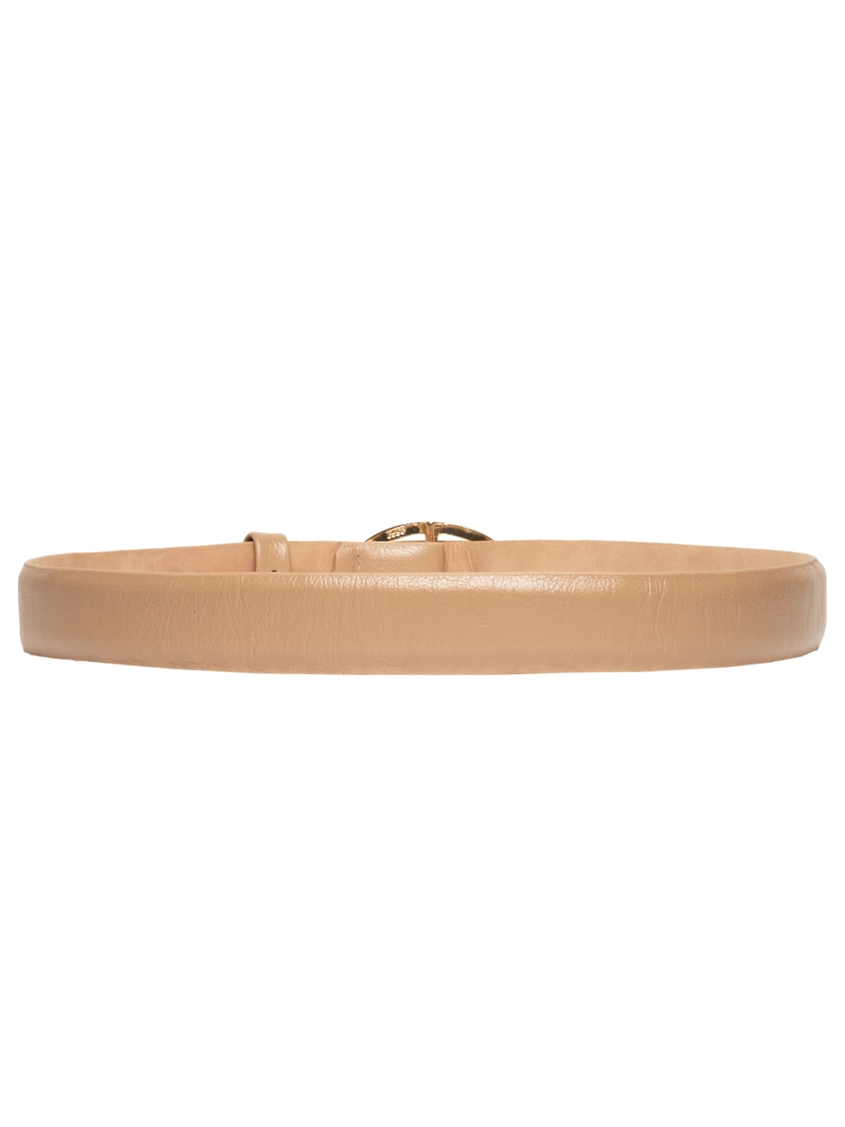 Cinto Feminino Couro Com Fivela De Metal Bege Basiq