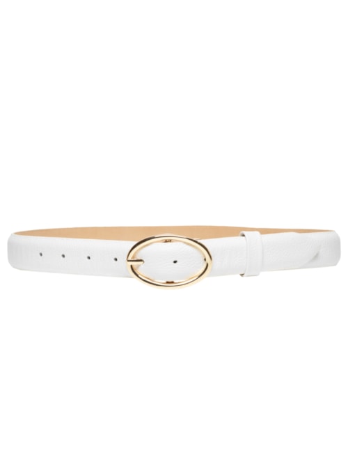 Cinto Feminino Couro Com Fivela De Metal - Branco