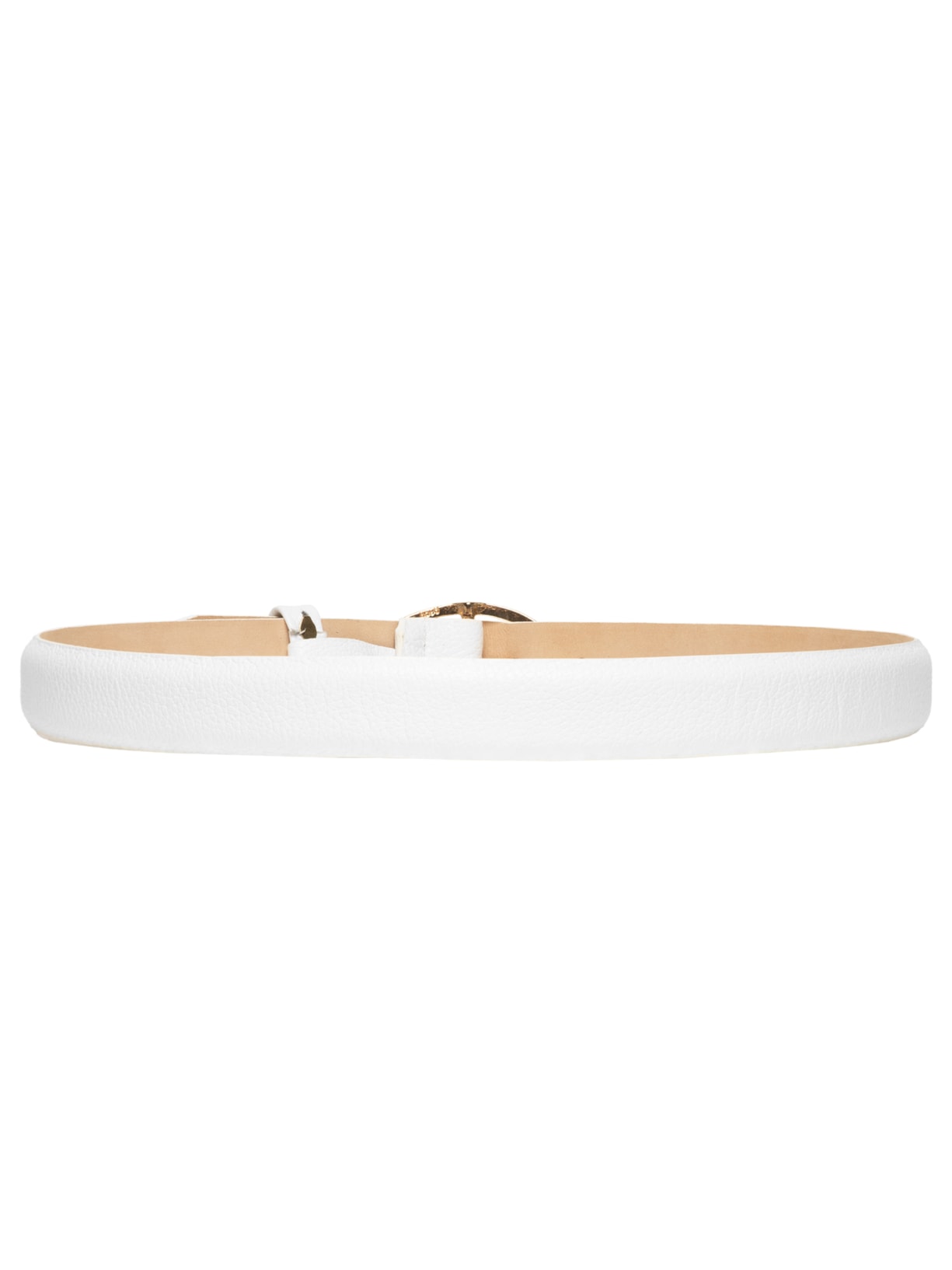 Cinto Feminino Couro Com Fivela De Metal Branco Basiq