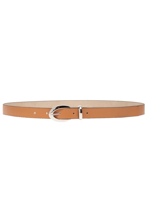 Cinto Feminino Couro Com Fivela De Metal - Marrom
