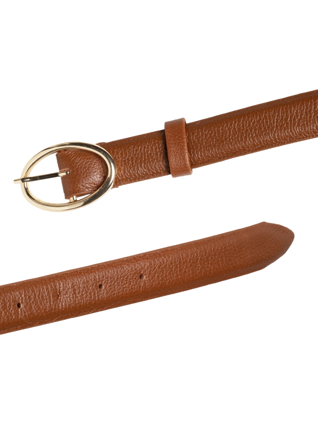 Cinto Feminino Couro Com Fivela De Metal Marrom Basiq