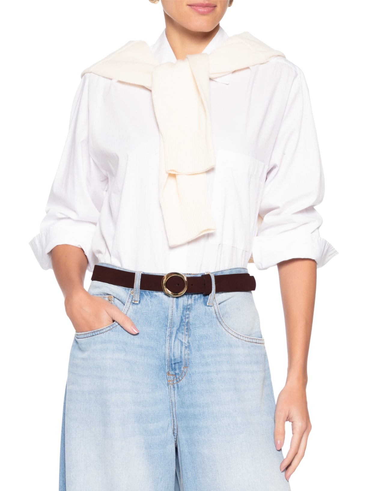 Cinto Feminino Couro Com Fivela De Metal Marrom '2Essential