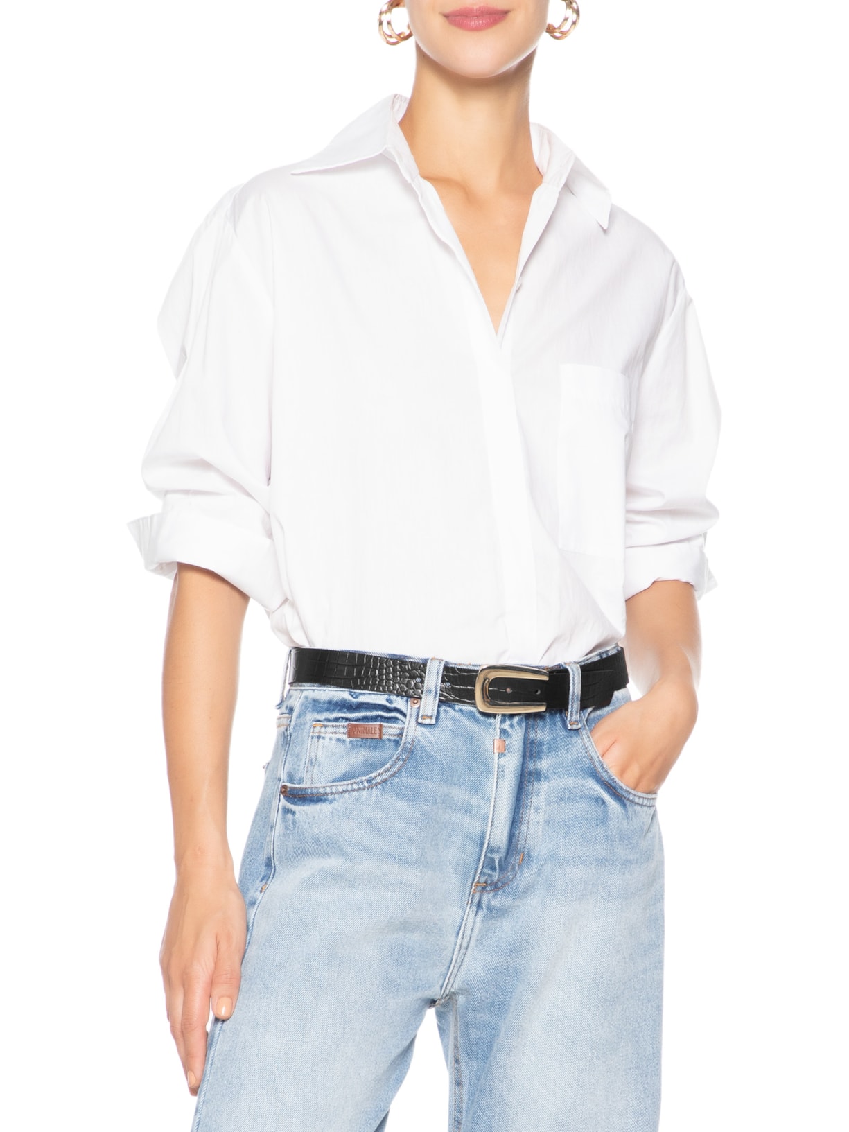 Cinto Feminino Couro Com Fivela Dourada Preto '2Essential