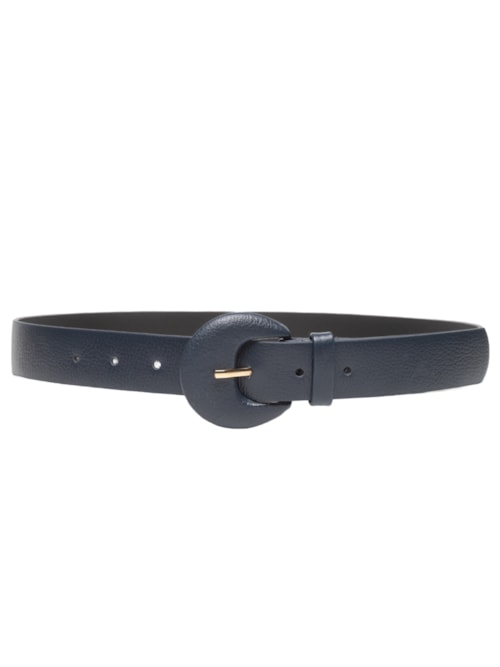 Cinto Feminino Couro Com Fivela Encapada - Azul
