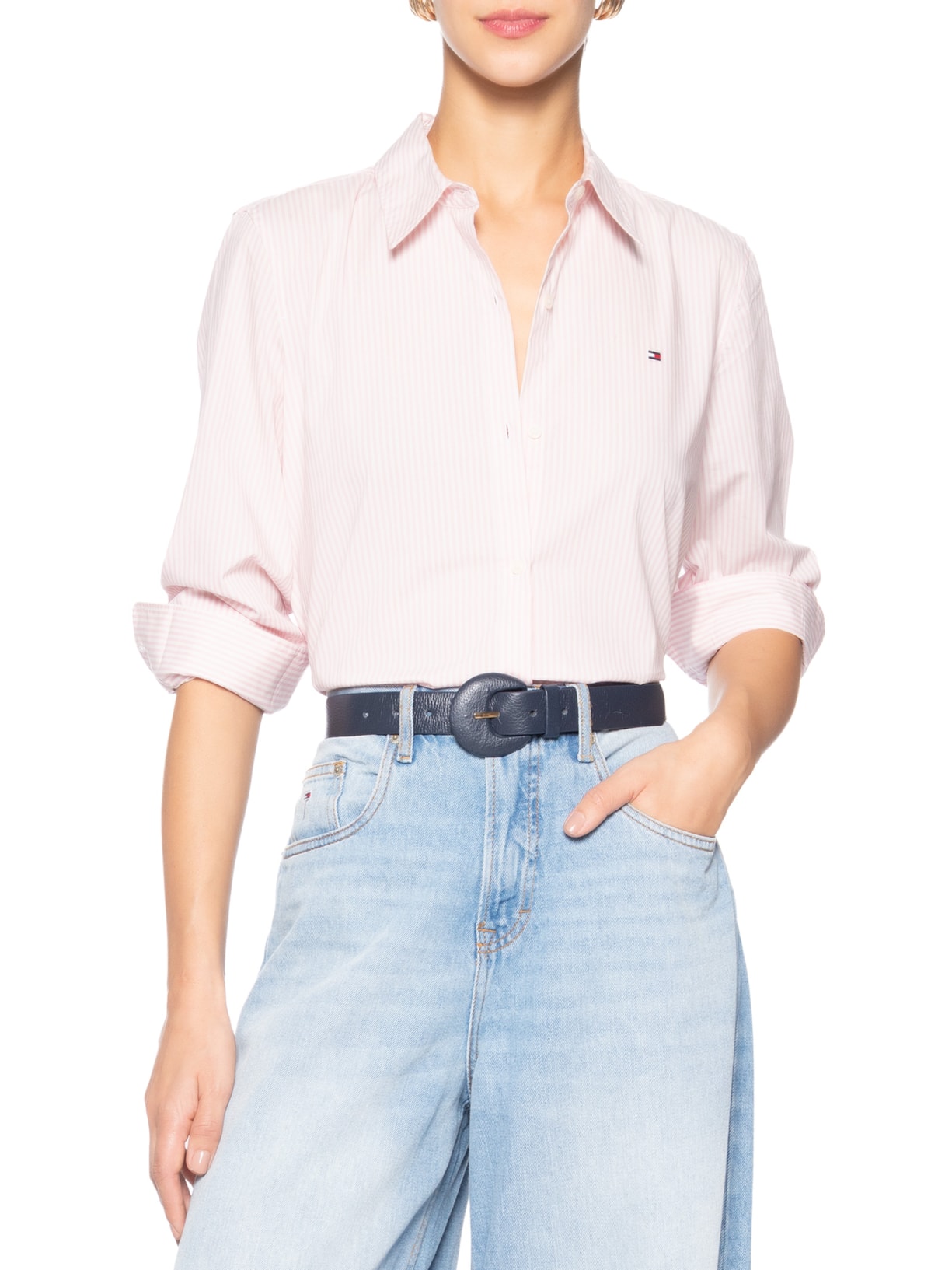 Cinto Feminino Couro Com Fivela Encapada Azul Basiq