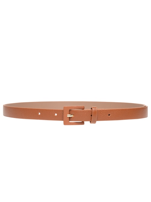 Cinto Feminino Couro Com Fivela Encapada - Bege