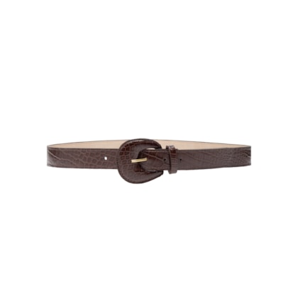 Cinto Feminino Couro Com Fivela Encapada - Marrom