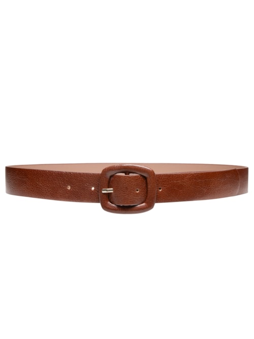 Cinto Feminino Couro Com Fivela Encapada - Marrom