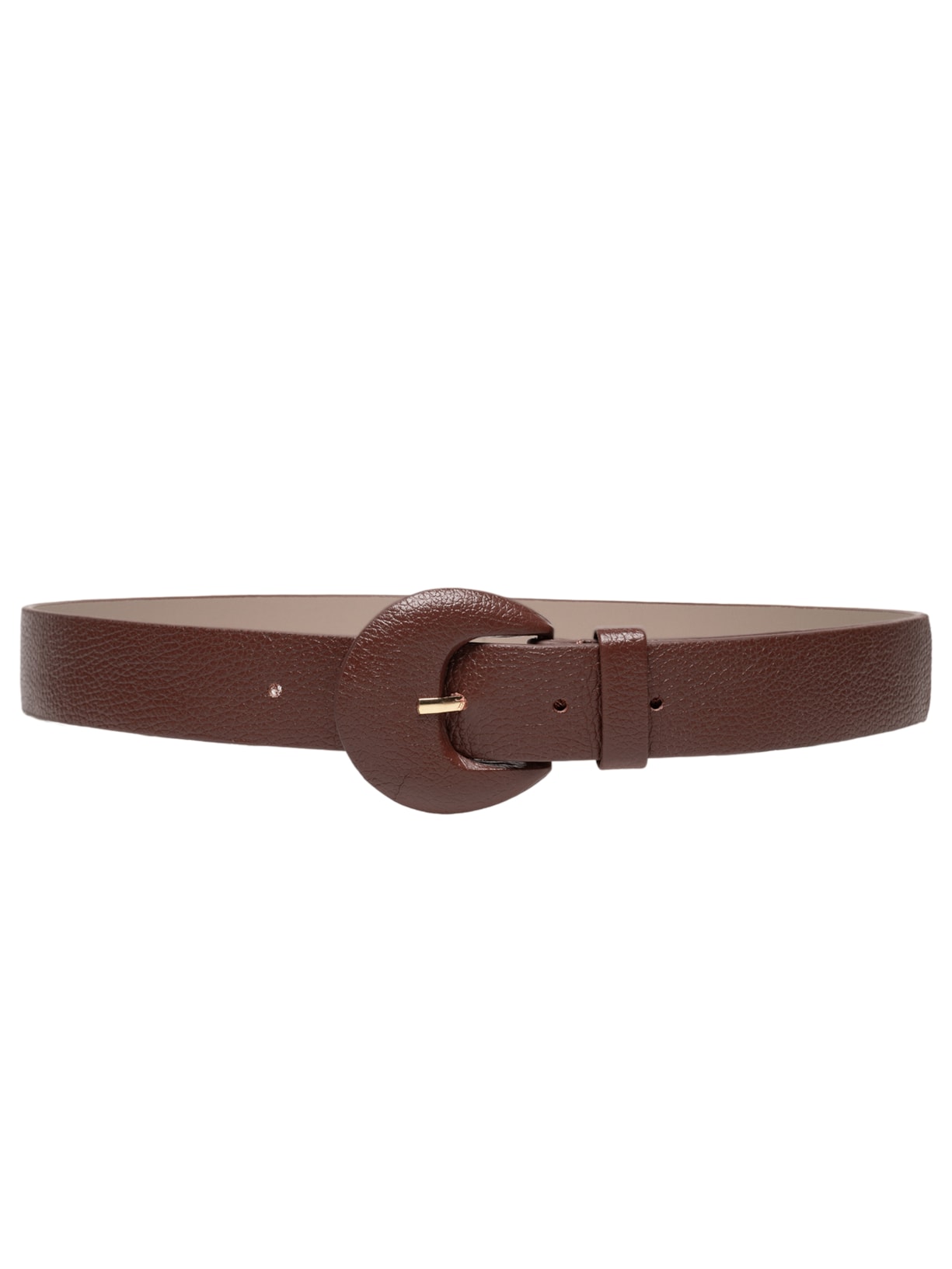 Cinto Feminino Couro Com Fivela Encapada - Marrom