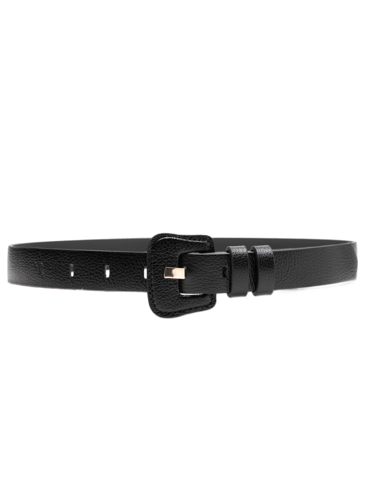 Cinto Feminino Couro Com Fivela Encapada - Preto