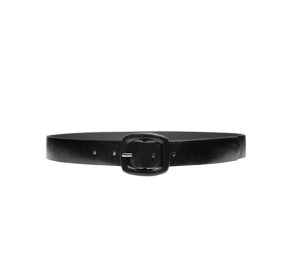 Cinto Feminino Couro Com Fivela Encapada - Preto