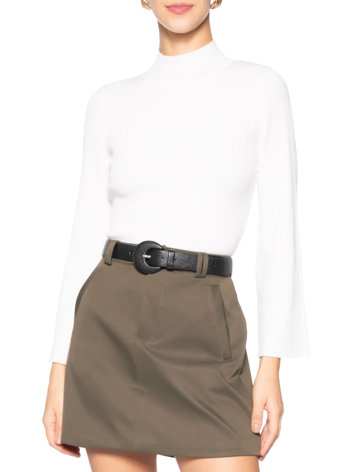 Cinto Feminino Couro Com Fivela Encapada Preto Basiq