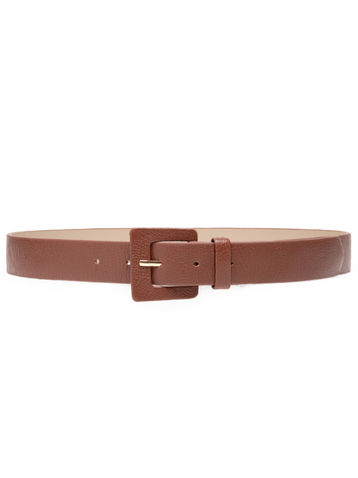 Cinto Feminino Couro Com Fivela Encapada Quadrada - Marrom