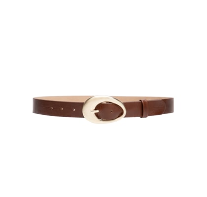Cinto Feminino Couro Com Fivela Escovada - Marrom 