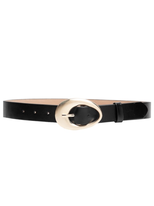 Cinto Feminino Couro Com Fivela Escovada - Preto