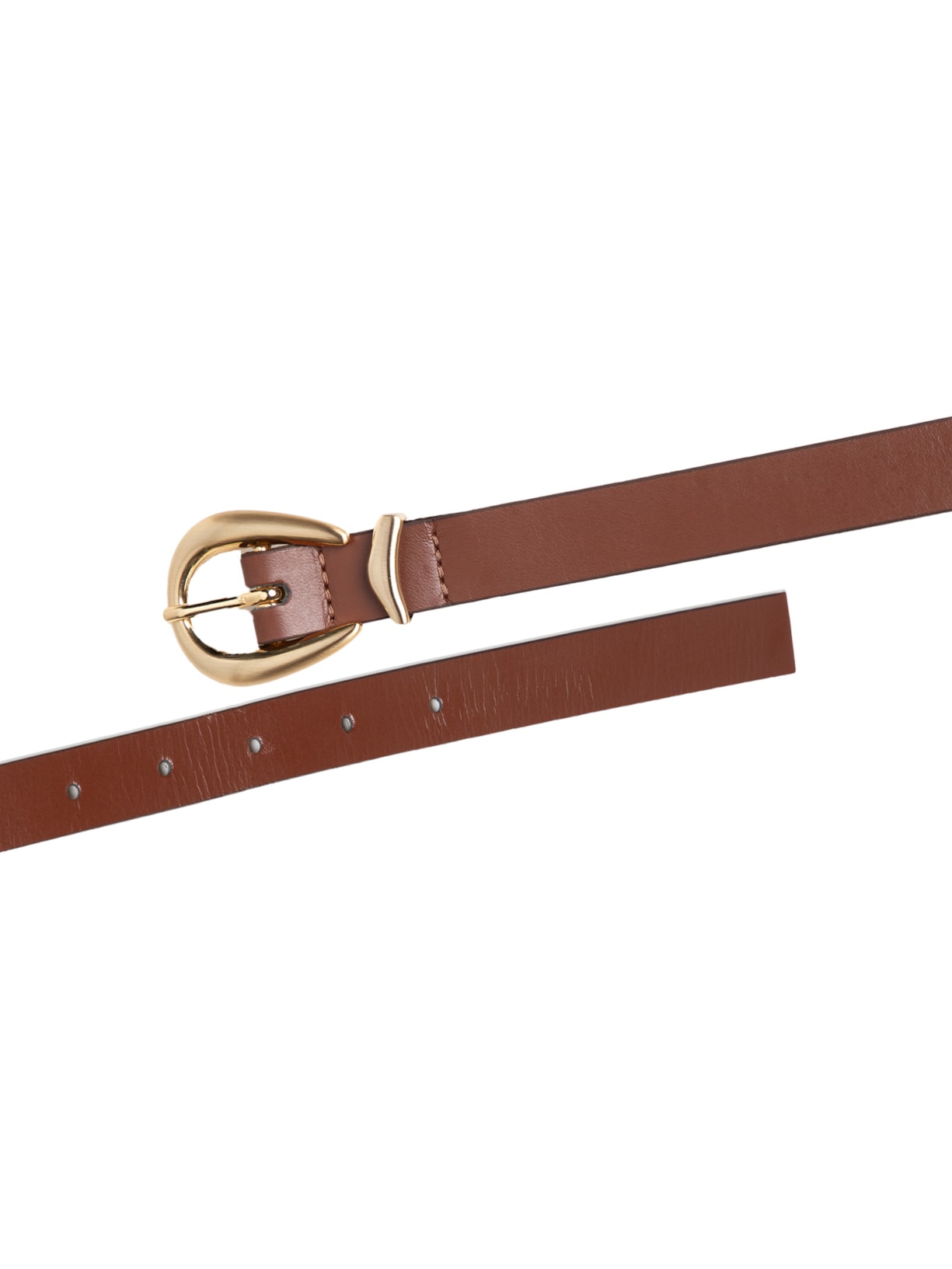 Cinto Feminino Couro Com Fivela Escovada Redonda Marrom   Basiq