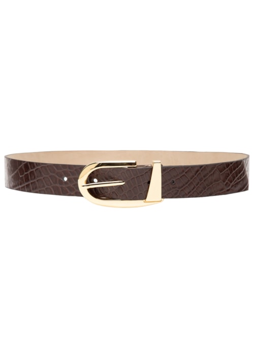 Cinto Feminino Couro Com Fivela Grande - Marrom