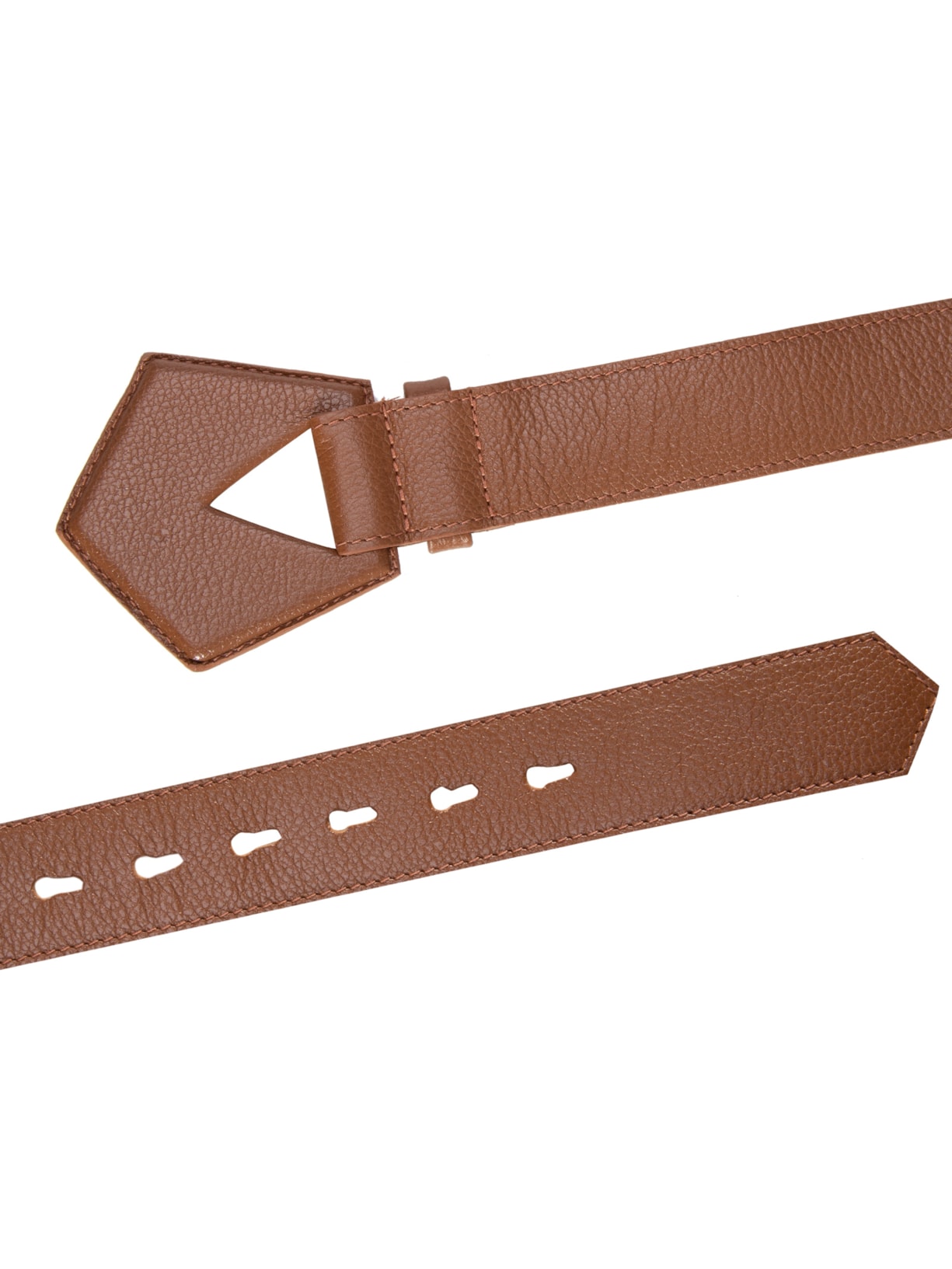 Cinto Feminino Couro Com Fivela Losango Forrada Marrom '2Essential