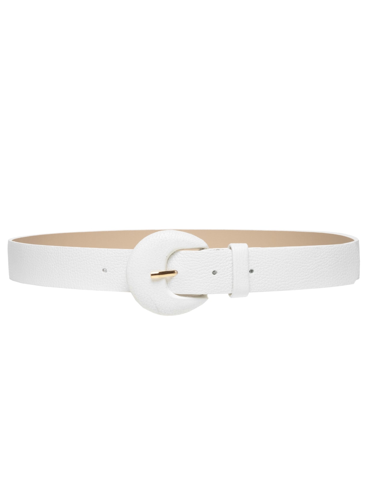Cinto Feminino Couro Com Fivela Meia Lua Branco Basiq