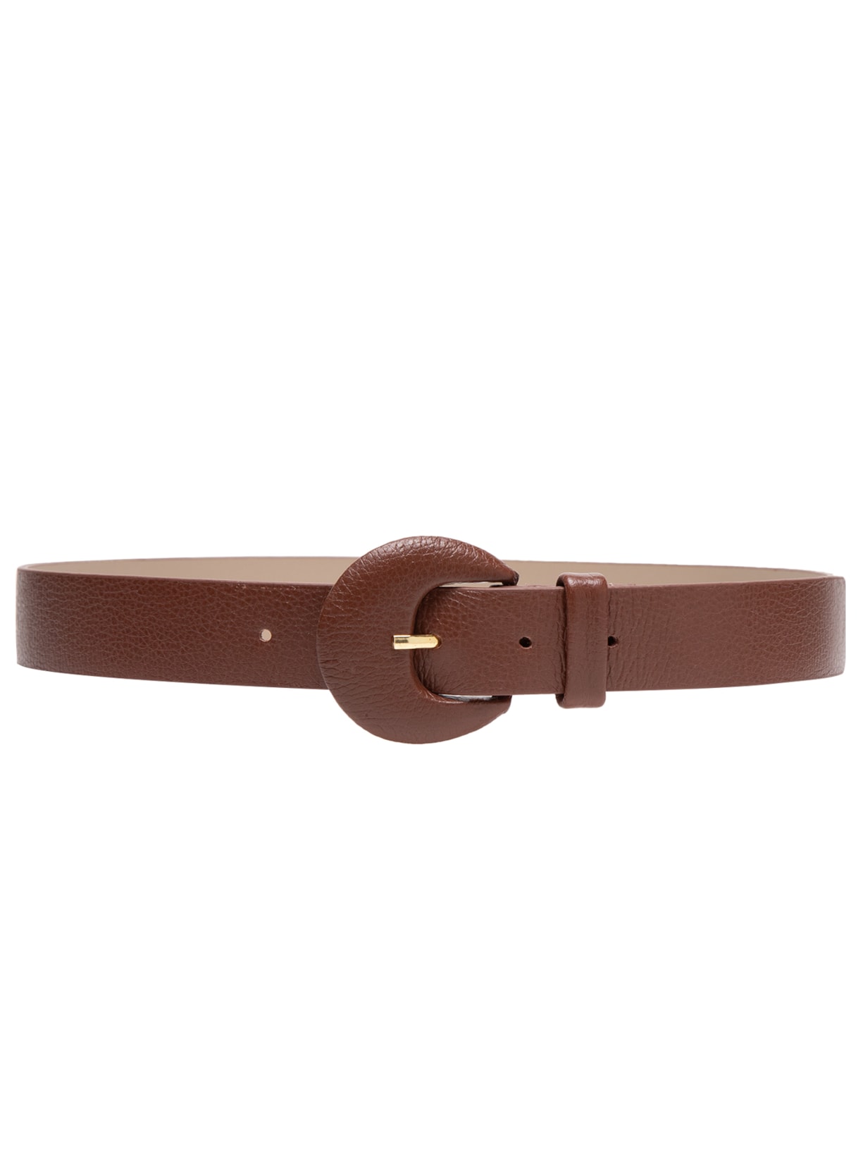 Cinto Feminino Couro Com Fivela Meia Lua Encapada Marrom Basiq