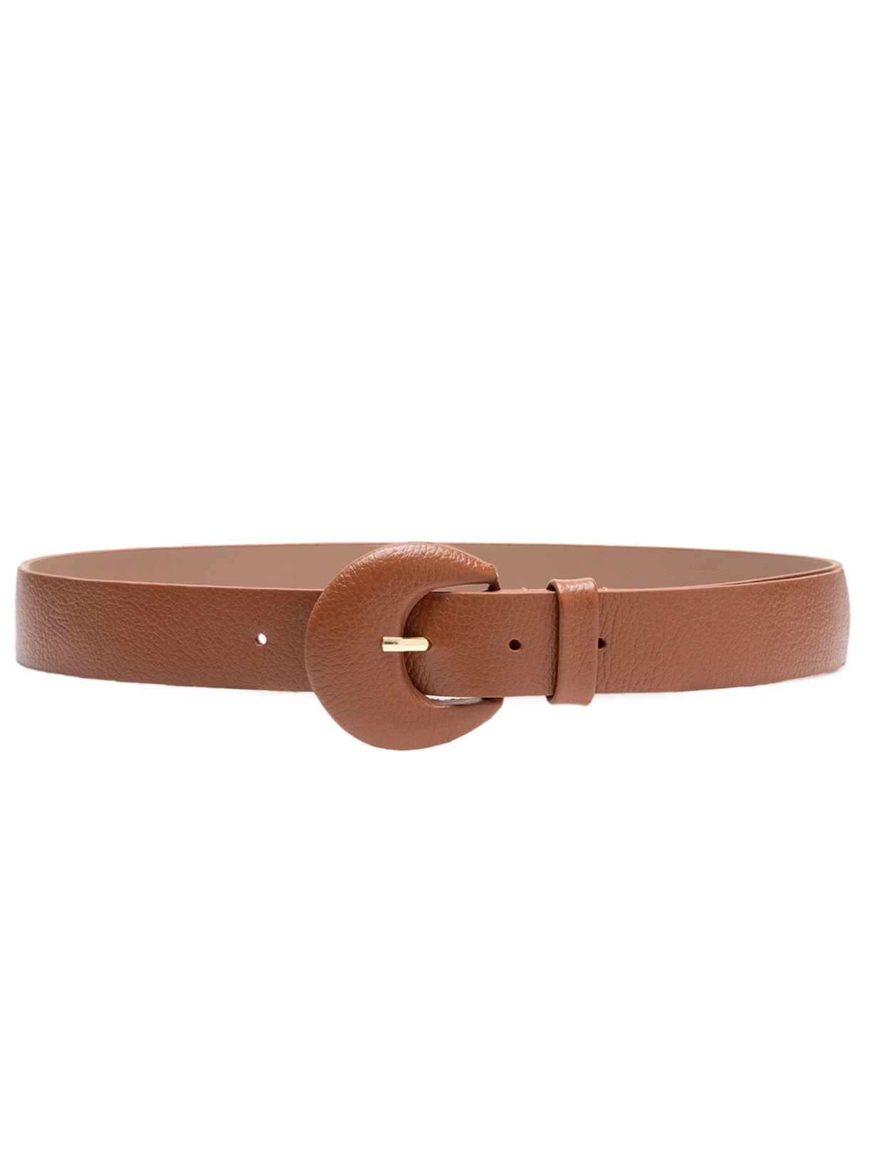 Cinto Feminino Couro Com Fivela Meia Lua Encapada - Marrom