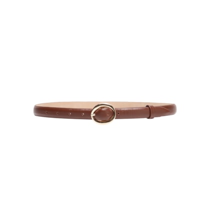 Cinto Feminino Couro Com Fivela Oval - Marrom 