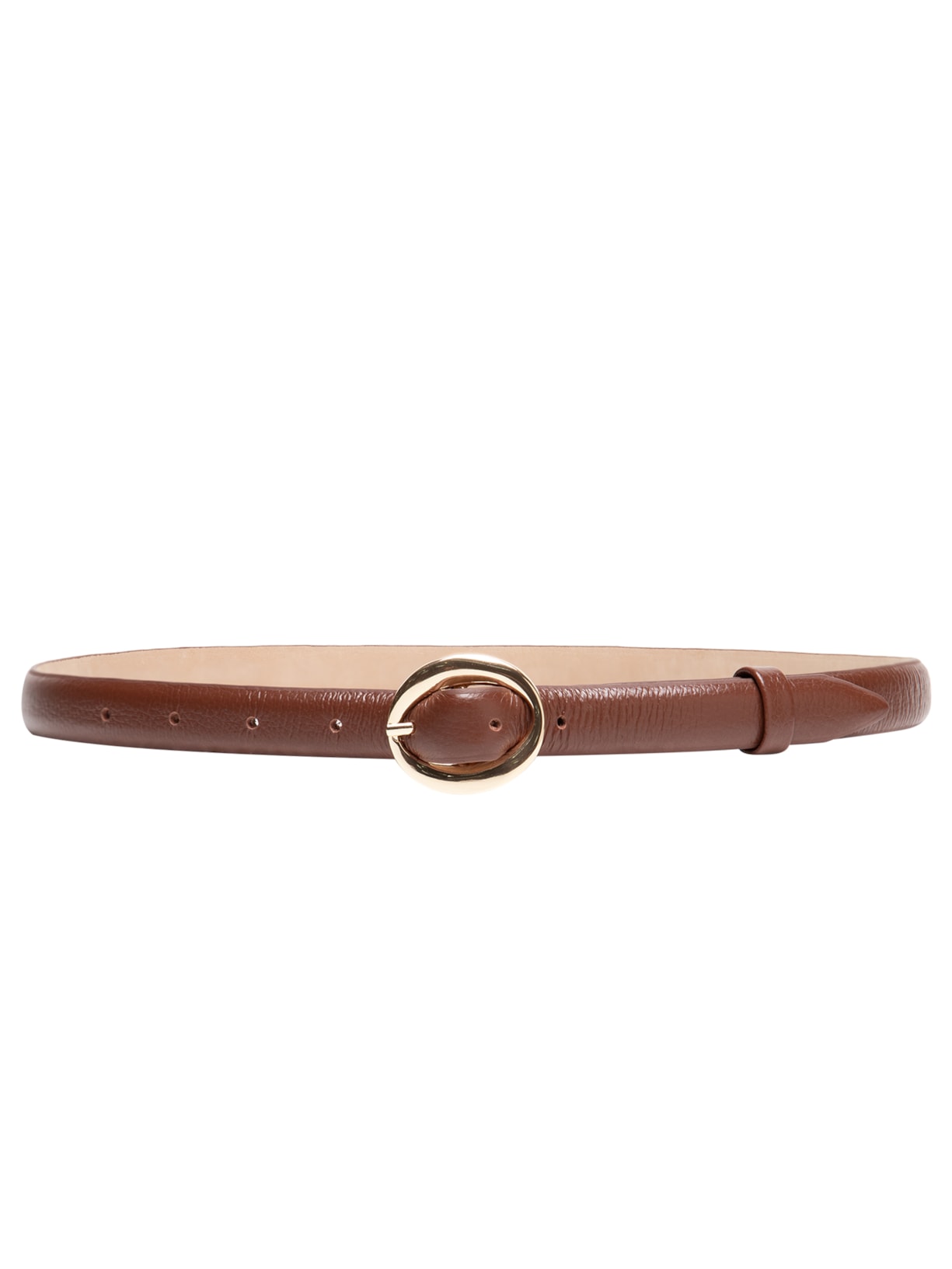 Cinto Feminino Couro Com Fivela Oval - Marrom