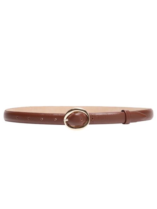 Cinto Feminino Couro Com Fivela Oval - Marrom