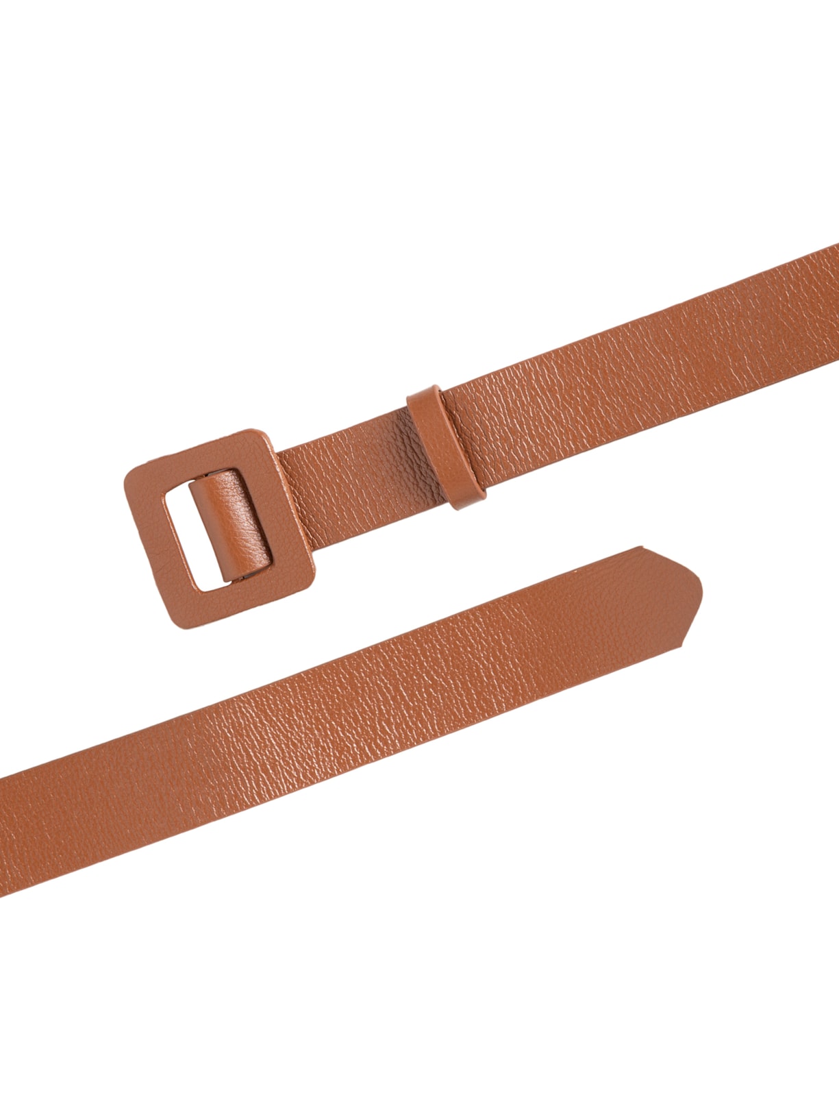 Cinto Feminino Couro Com Fivela Quadrada Encapada Marrom Basiq