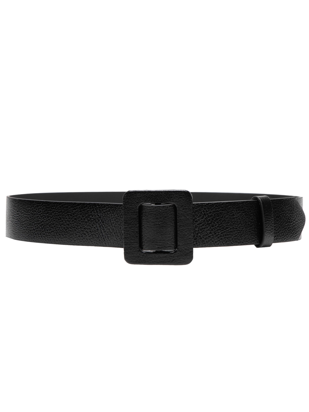 Cinto Feminino Couro Com Fivela Quadrada Encapada - Preto
