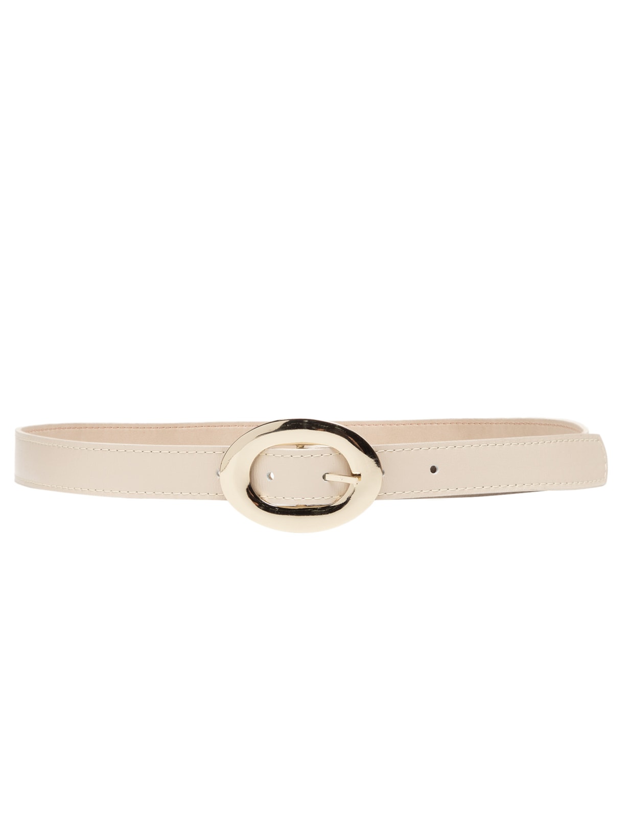 Cinto Feminino Couro Com Fivela Redonda - Bege