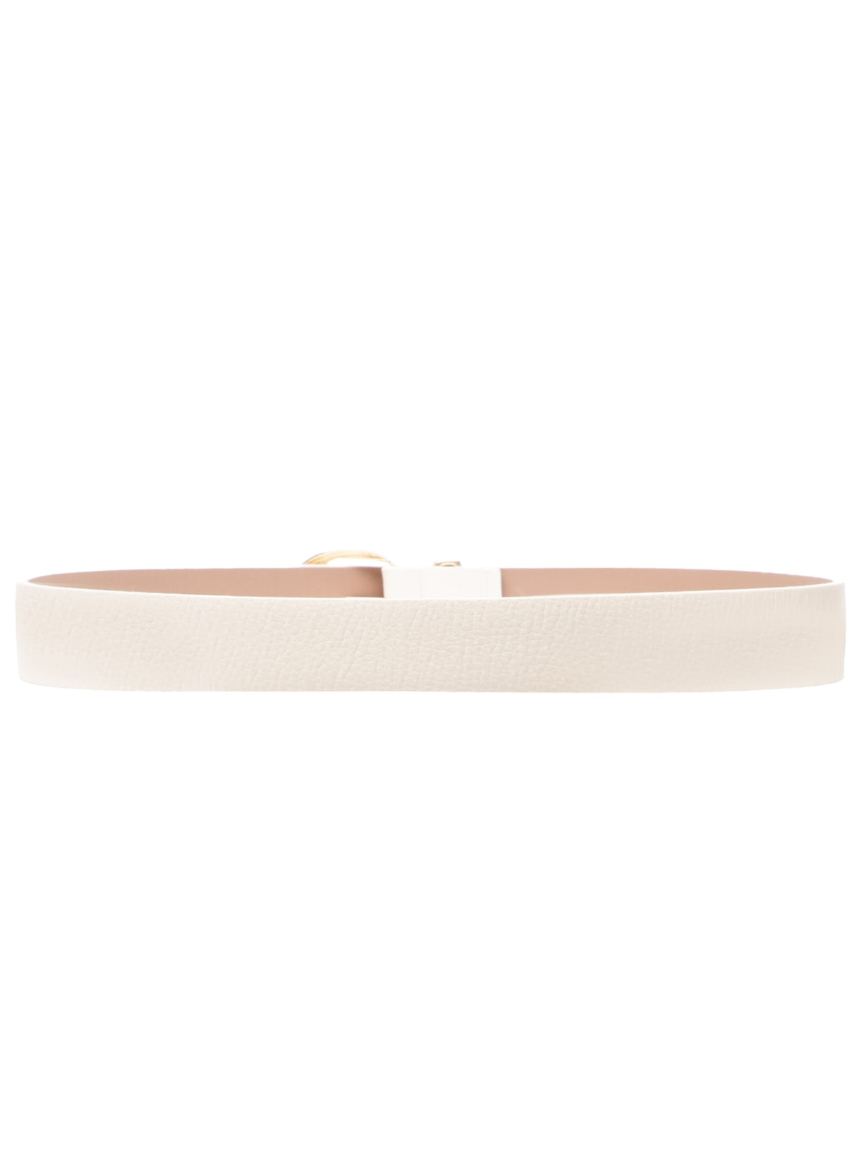 Cinto Feminino Couro Com Fivela Redonda De Metal Off White Basiq
