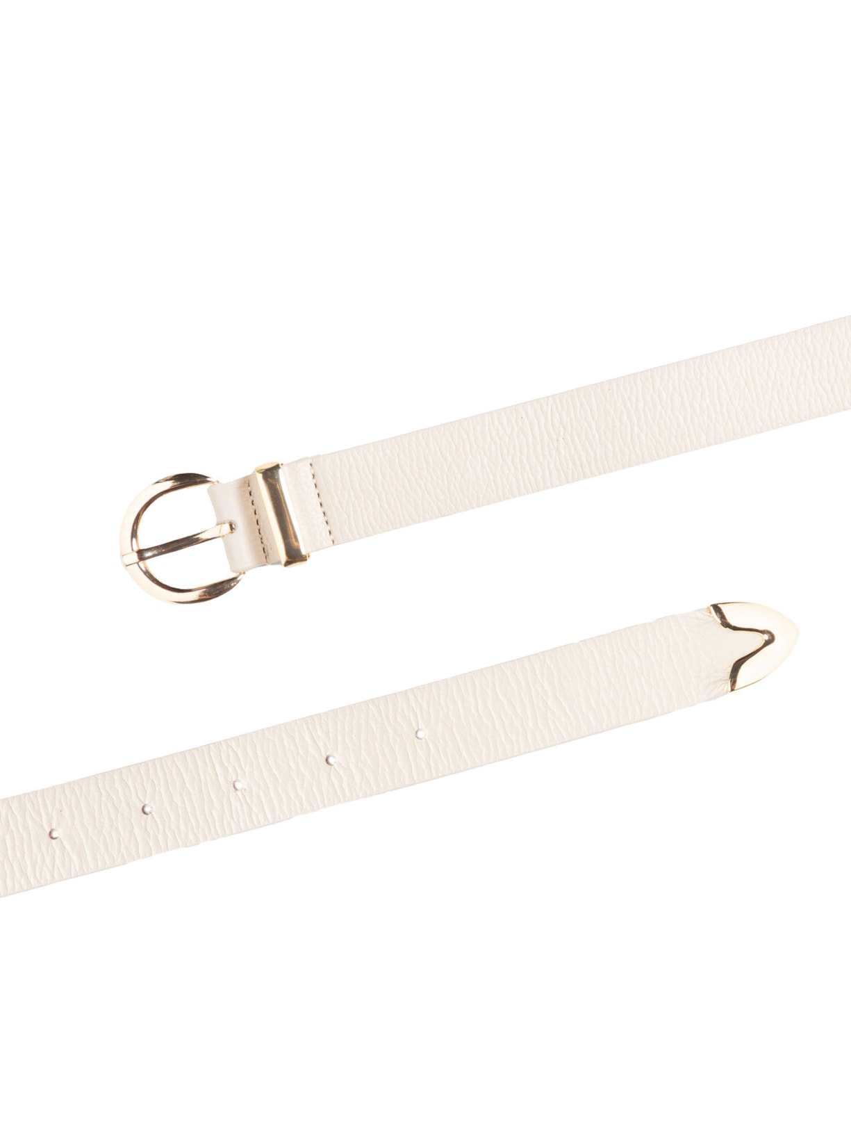 Cinto Feminino Couro Com Fivela Redonda De Metal Off White Basiq