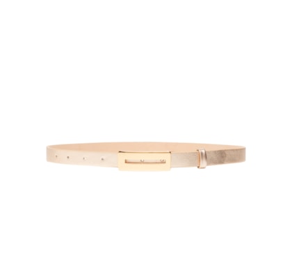 Cinto Feminino Couro Com Fivela Retangular - Dourado