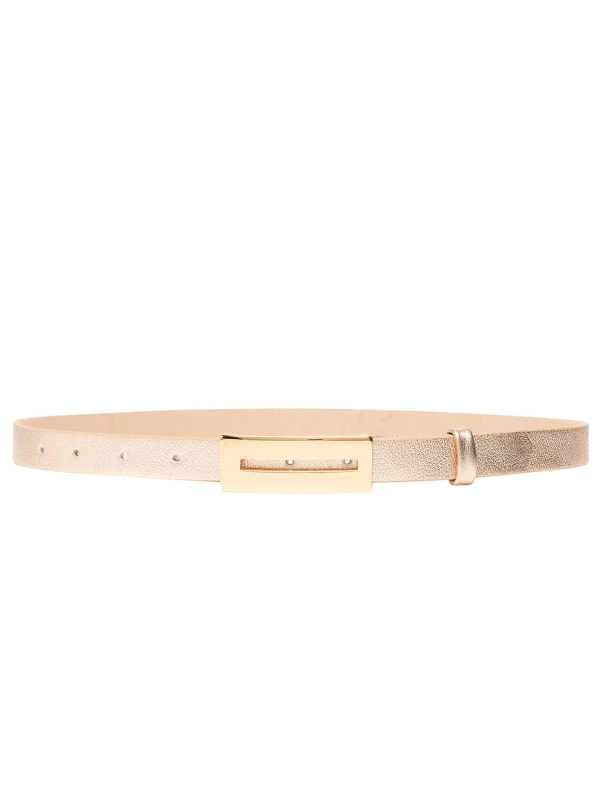Cinto Feminino Couro Com Fivela Retangular - Dourado