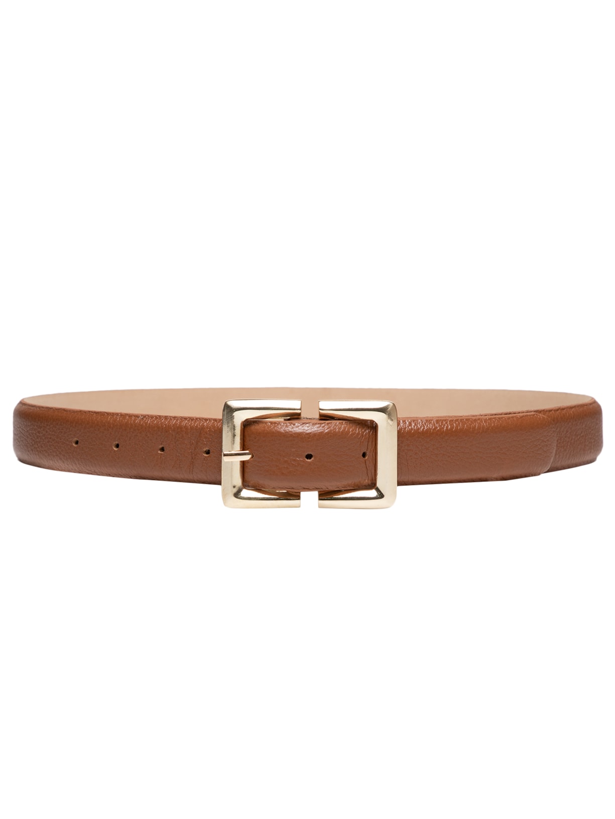 Cinto Feminino Couro Com Fivela Retangular - Marrom