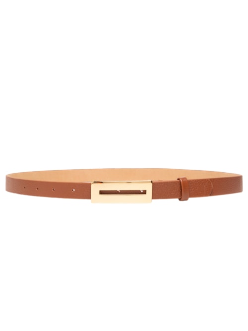 Cinto Feminino Couro Com Fivela Retangular - Marrom