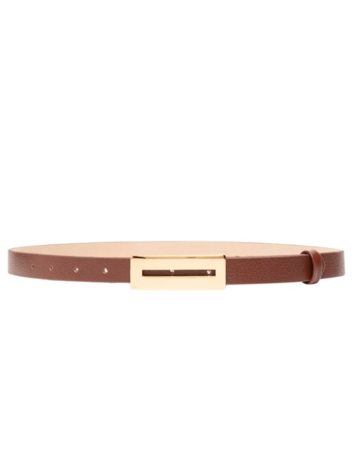 Cinto Feminino Couro Com Fivela Retangular - Marrom